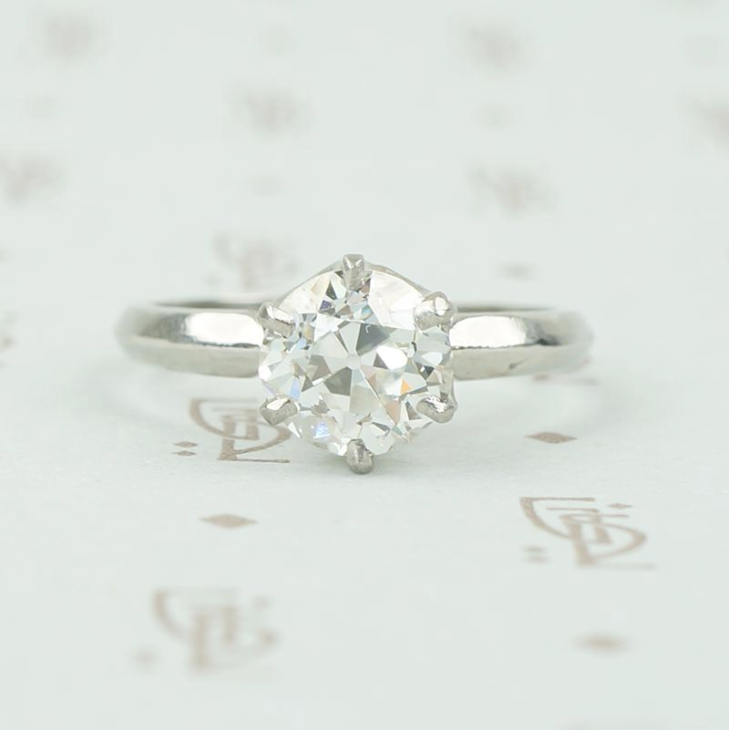 old euro 1.77 ct diamond solitaire in platinum