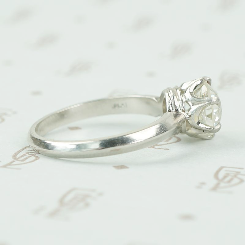side view old euro 1.77 ct diamond solitaire in platinum