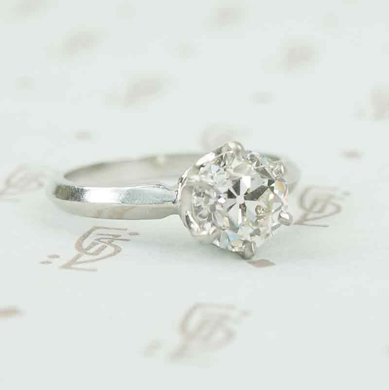 old euro 1.77 ct diamond solitaire in platinum