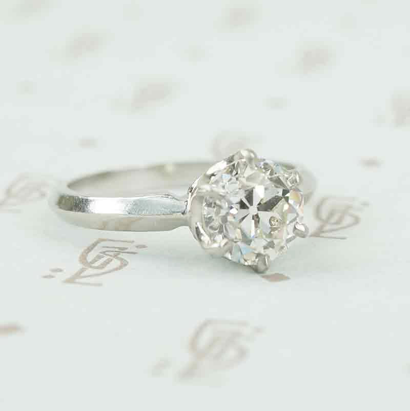 old euro 1.77 ct diamond solitaire in platinum