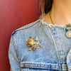 Three-Dimensional Silver Rose Bud Nosegay Brooch