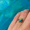 Lovely Old Gold Ring with Robins Egg Blue Turquoise