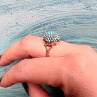 Starry Pavé Pearl & Turquoise Dome Ring