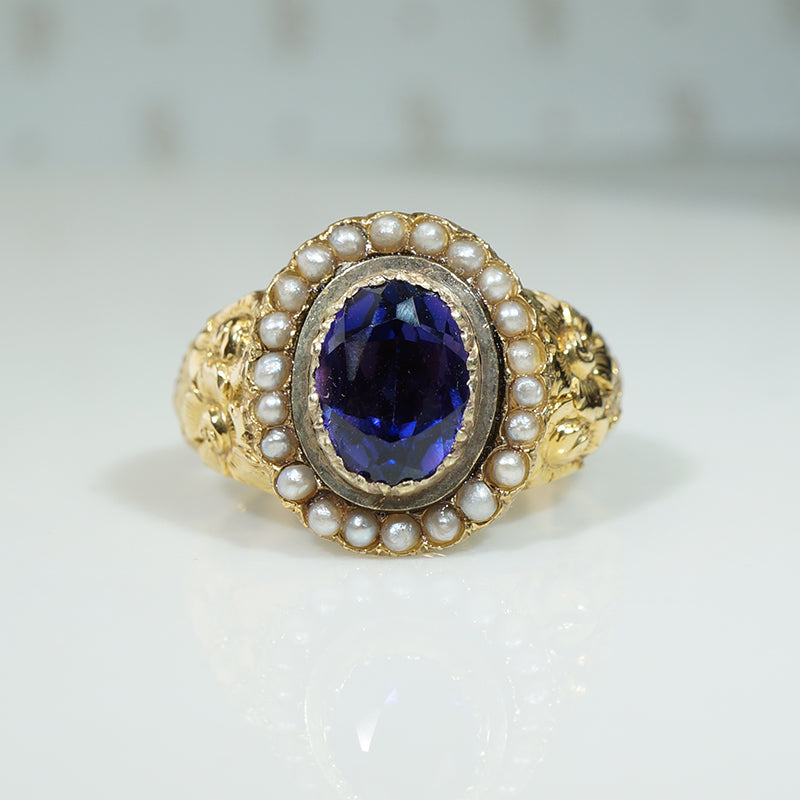 Georgian Golden Flowers and Amethyst Ring