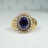 Georgian Golden Flowers and Amethyst Ring