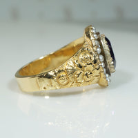 Georgian Golden Flowers and Amethyst Ring
