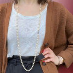 Luxurious Long Platinum Clasped Pearls