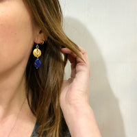 Brass & Sterling with Lapis Drop Earrings by Brin