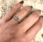 Vintage Platinum and Old Mine Cut Diamond Engagement Ring