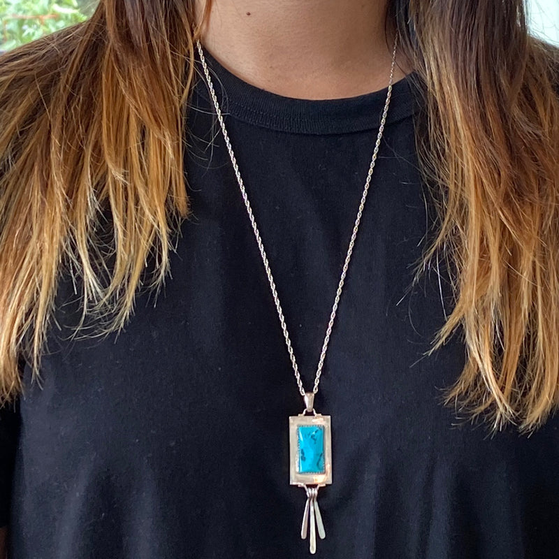 Refined Kingman Turquoise Pendant by J. Manuelito