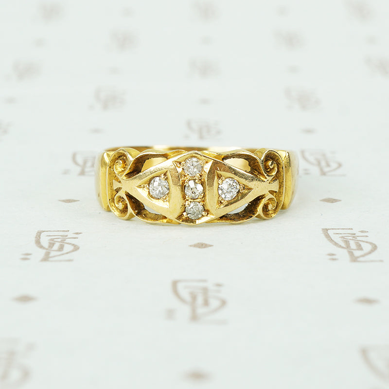 english 18k yellow gold diamond band