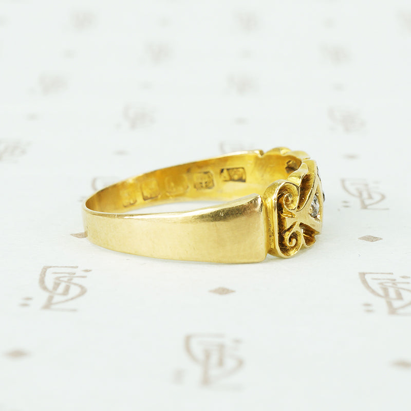 english 18k yellow gold diamond band