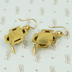 18k gold and garnet carbuncle earringsback view