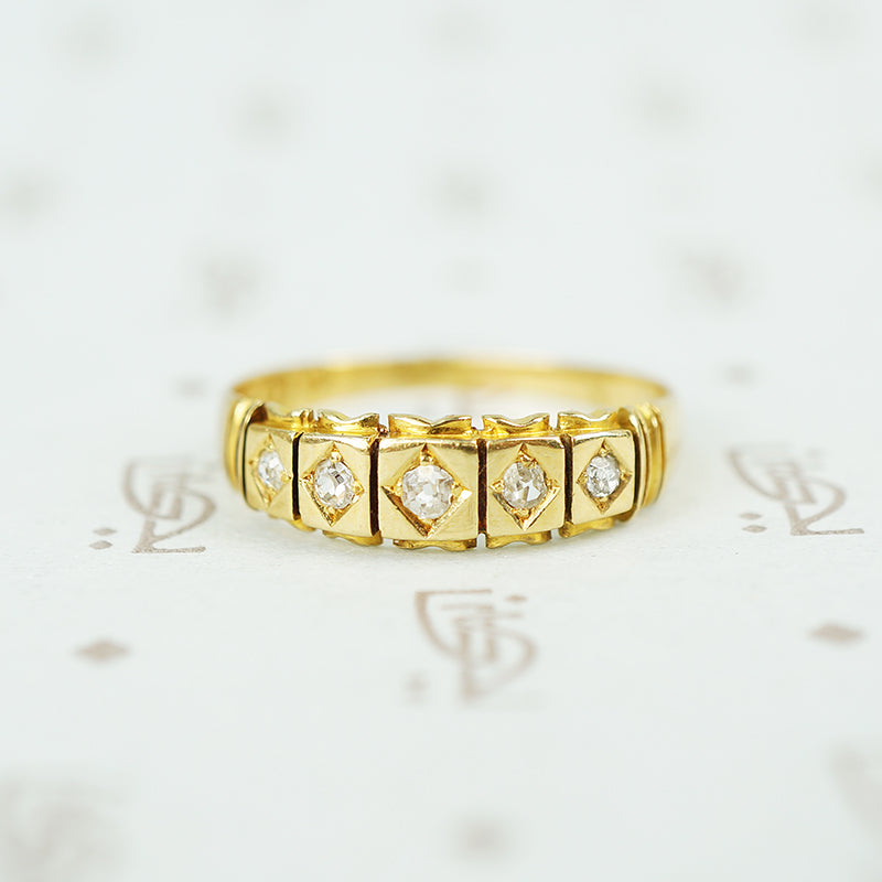 english 18k 5 omc diamond band