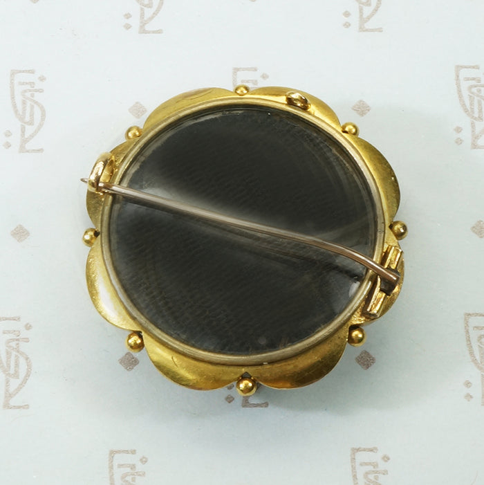 Banded Agate 18k Locket Brooch