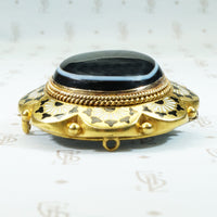 Banded Agate 18k Locket Brooch