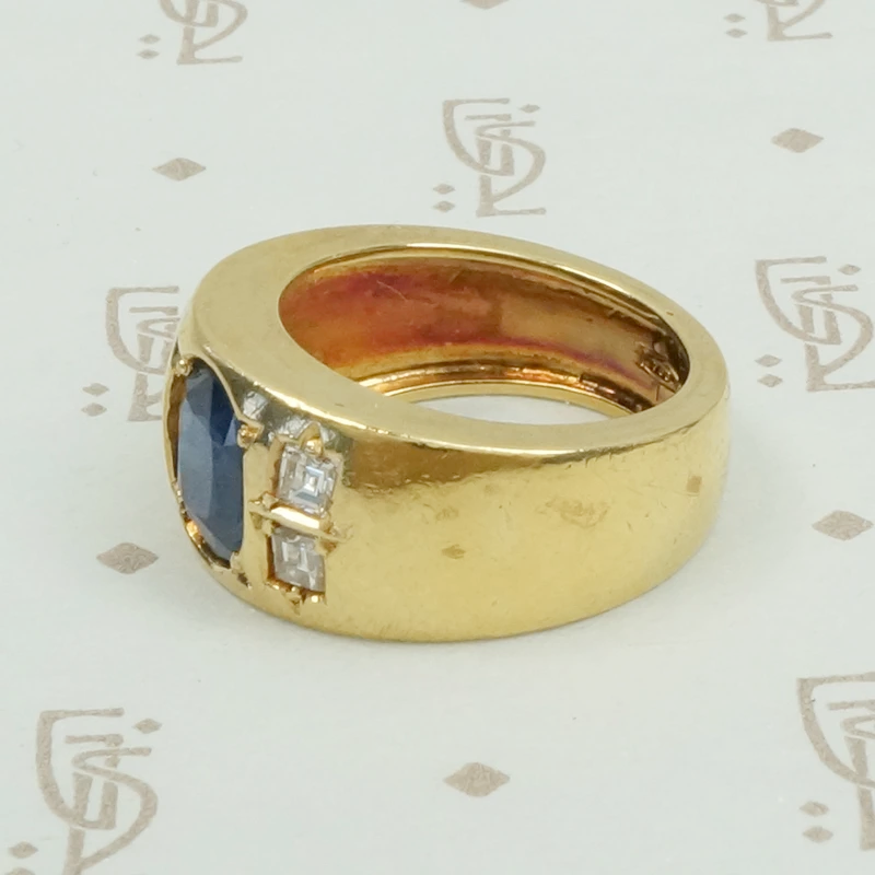 18k Gold Sapphire and Diamond Gypsy Band
