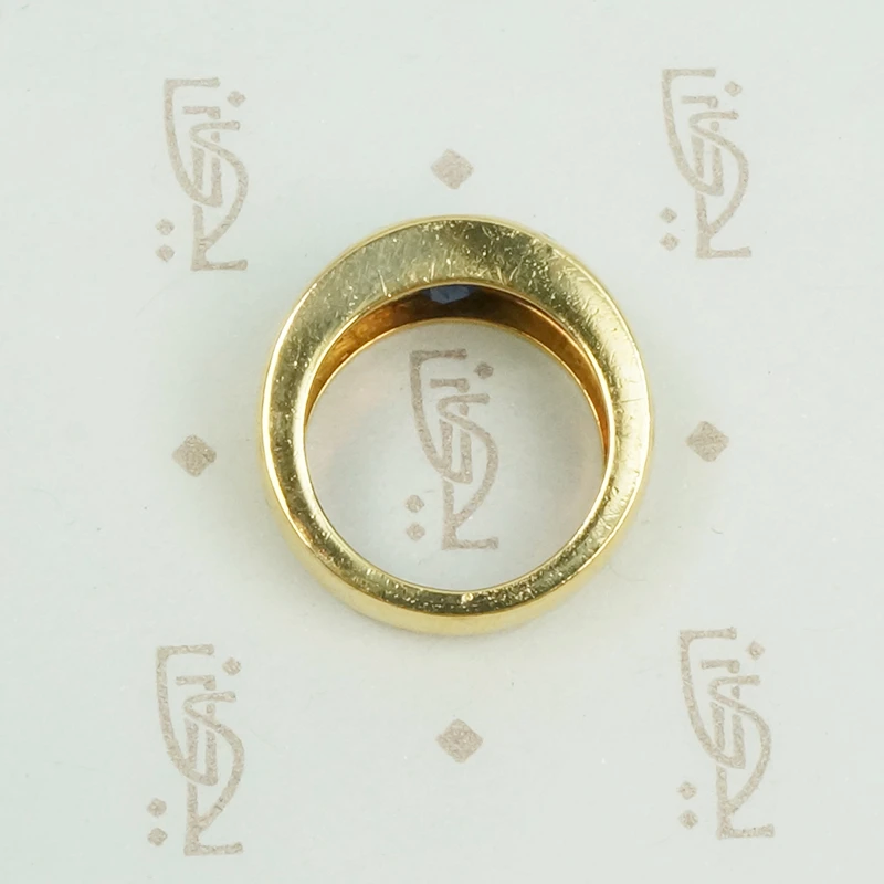18k Gold Sapphire and Diamond Gypsy Band