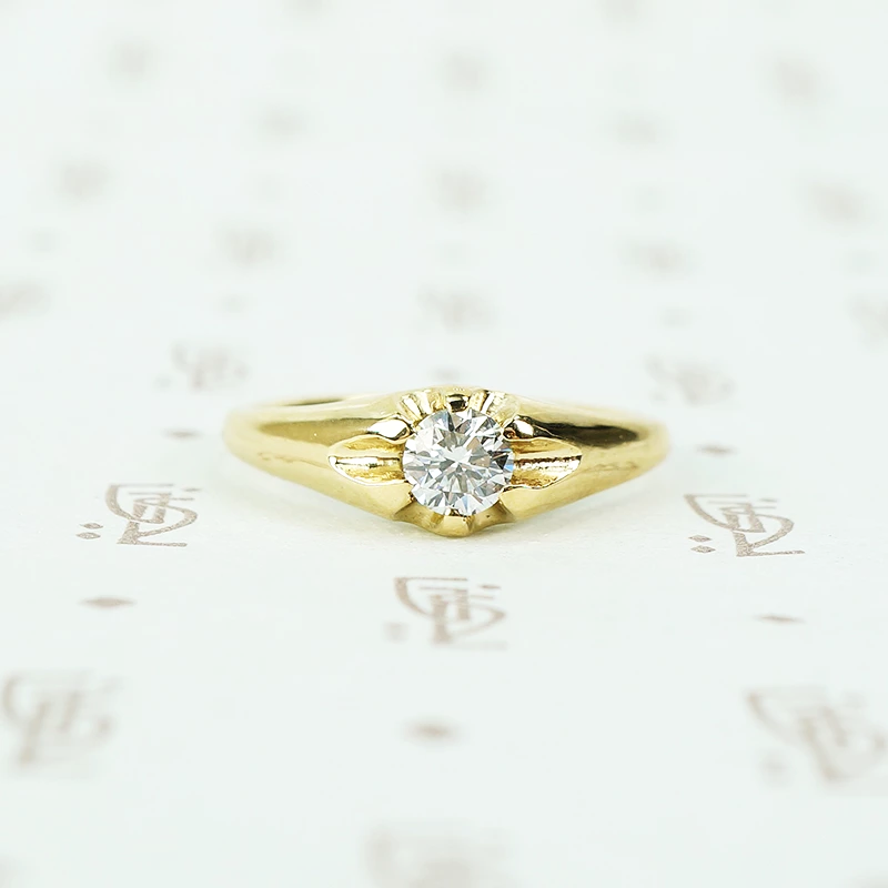 recycled 18k yellow gold and vintage diamond belcher ring
