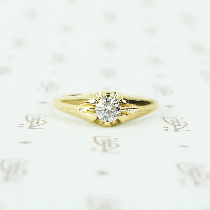 recycled 18k yellow gold and vintage diamond belcher ring