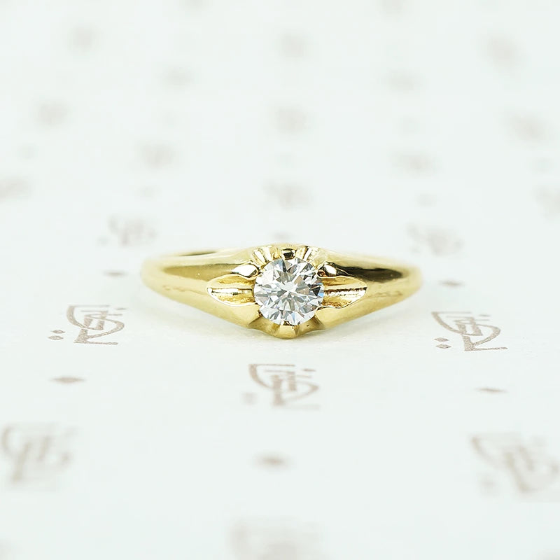 recycled 18k yellow gold and vintage diamond belcher ring