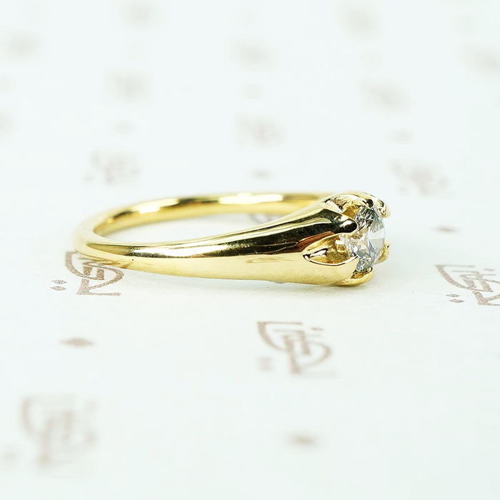 recycled 18k yellow gold and vintage diamond belcher ring
