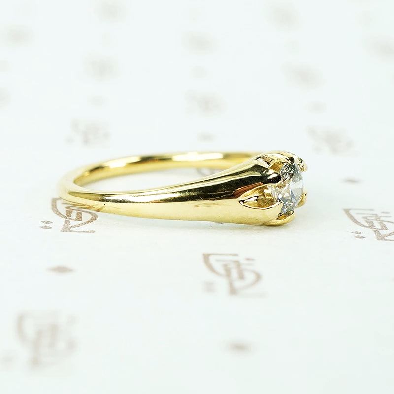 recycled 18k yellow gold and vintage diamond belcher ring