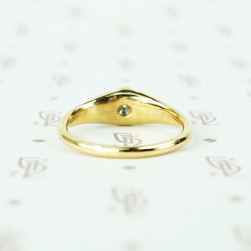 recycled 18k yellow gold and vintage diamond belcher ring back view