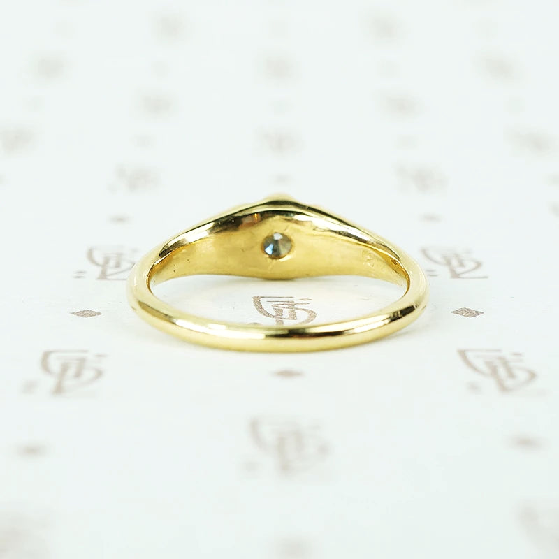 recycled 18k yellow gold and vintage diamond belcher ring back view