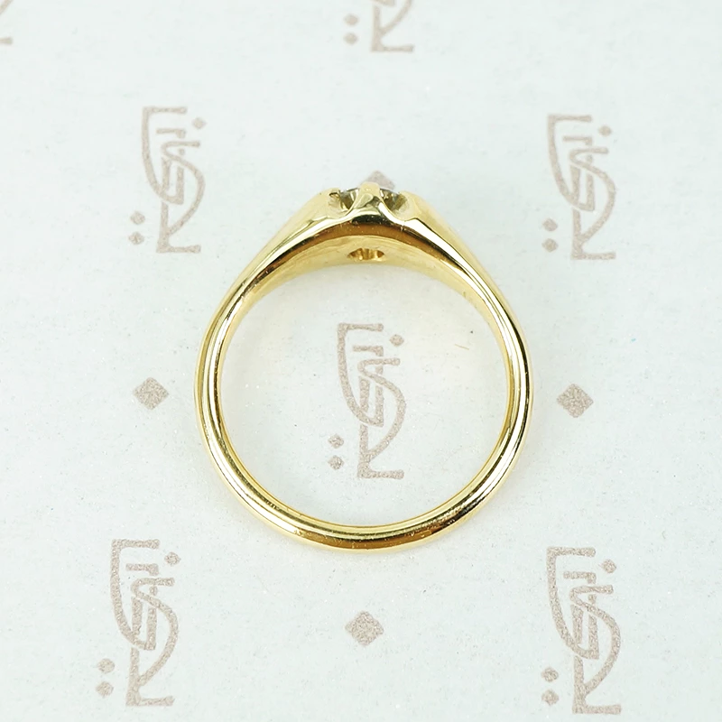 recycled 18k yellow gold and vintage diamond belcher ring side view