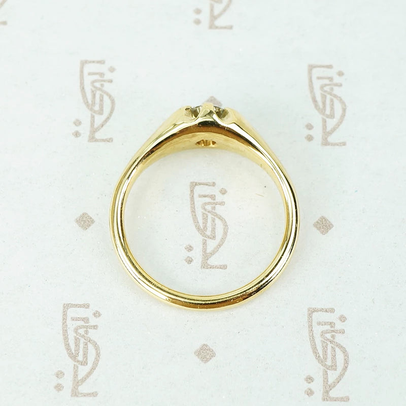 recycled 18k yellow gold and vintage diamond belcher ring side view