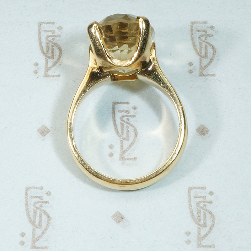 Gorgeous Big Citrine 18k Gold Ring circa 1950
