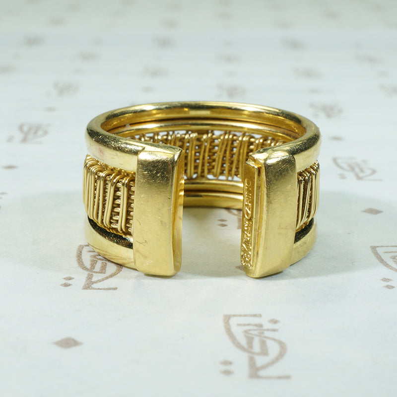 Summery Italian Gold Cuff Ring 18k
