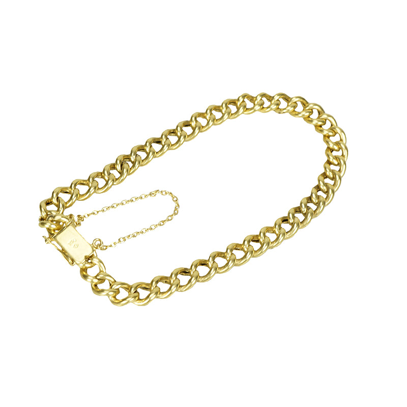 Circa 1900 18k Gold Curb Link Bracelet - Gem Set Love