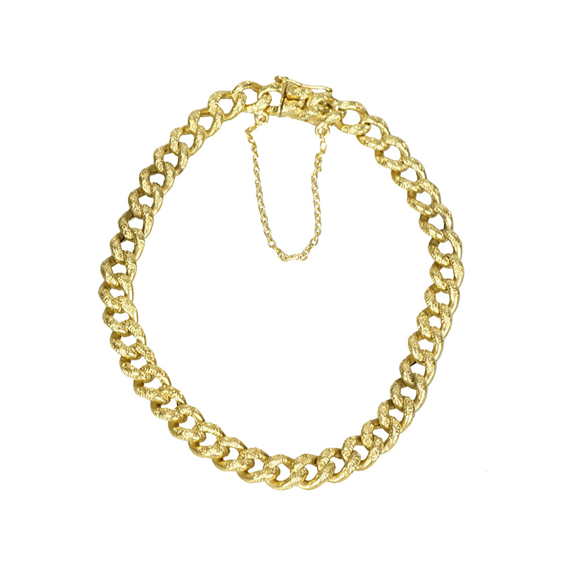 Circa 1900 18k Gold Curb Link Bracelet - Gem Set Love