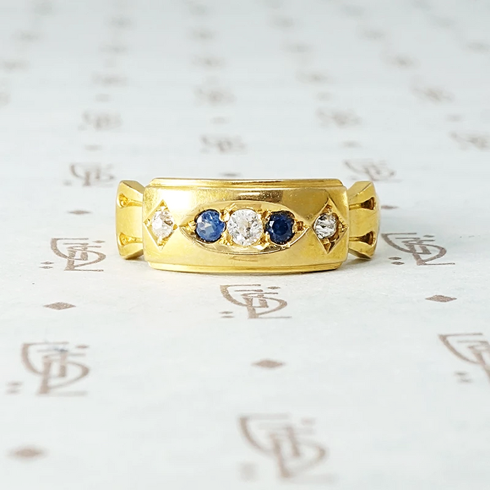 English Buckle Band with Sapphires and Diamonds