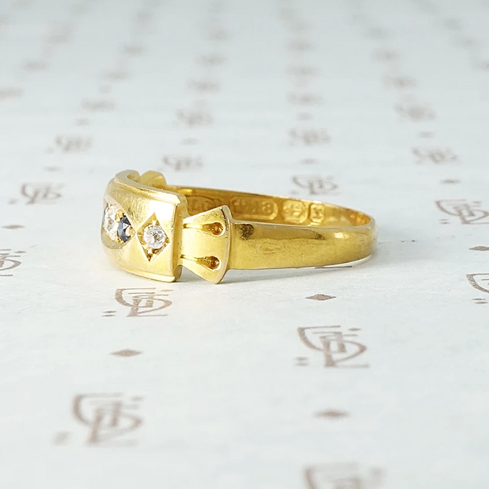 English Buckle Band with Sapphires and Diamonds