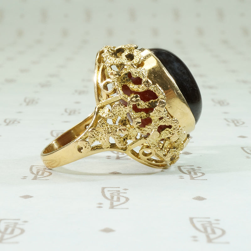 Brutalist 1960's 18k Gold Reversable Ring