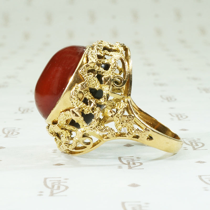 Brutalist 1960's 18k Gold Reversable Ring