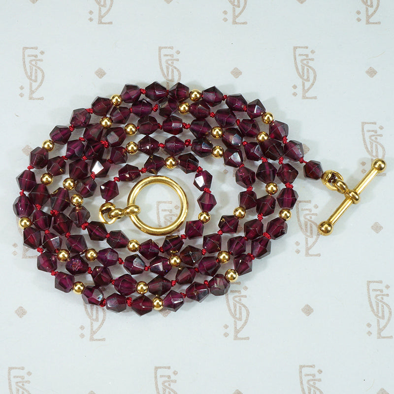 Garnet and 18k Gold Beaded Necklace