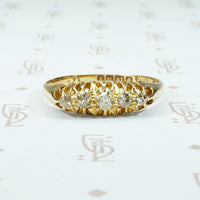 chunky old mine cut 5 diamond band 18k yellow gold circa 1890