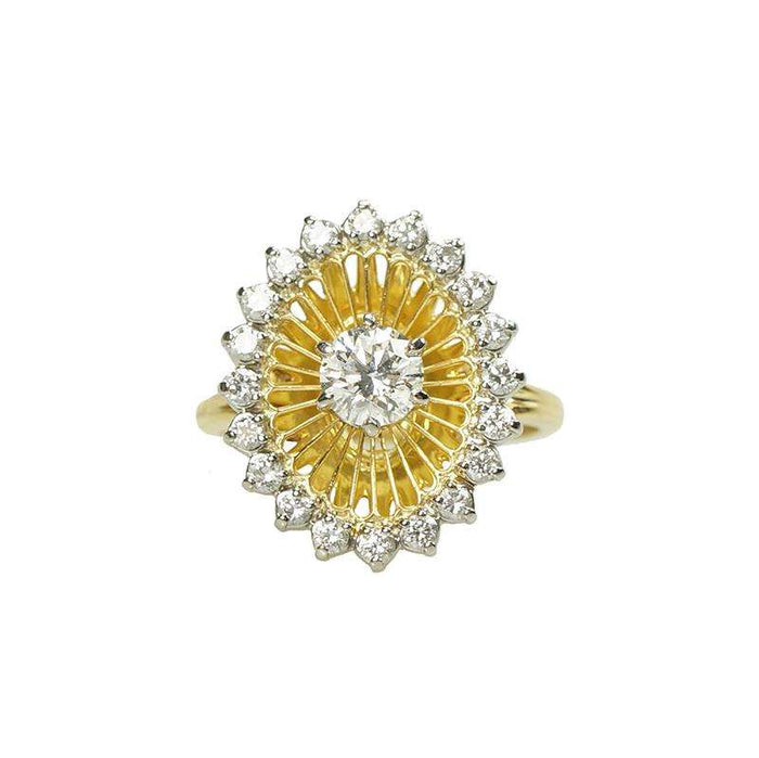 Stunning Diamond set 18k Yellow Gold and Platinum Cocktail Ring