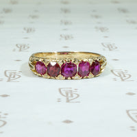 Cushion Cut Ruby and Rose Cut Diamond Antique Ring