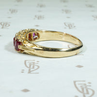 Cushion Cut Ruby and Rose Cut Diamond Antique Ring