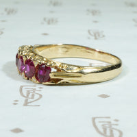 Cushion Cut Ruby and Rose Cut Diamond Antique Ring