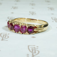 Cushion Cut Ruby and Rose Cut Diamond Antique Ring