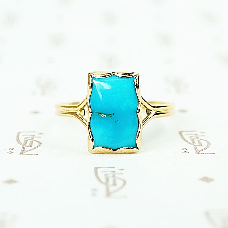 sleeping beauty turquoise in recycled 18k yellow gold hand crafted ring