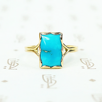 sleeping beauty turquoise in recycled 18k yellow gold hand crafted ring