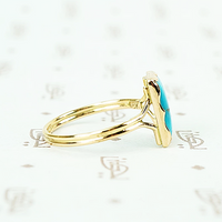 sleeping beauty turquoise in recycled 18k yellow gold hand crafted ring side view