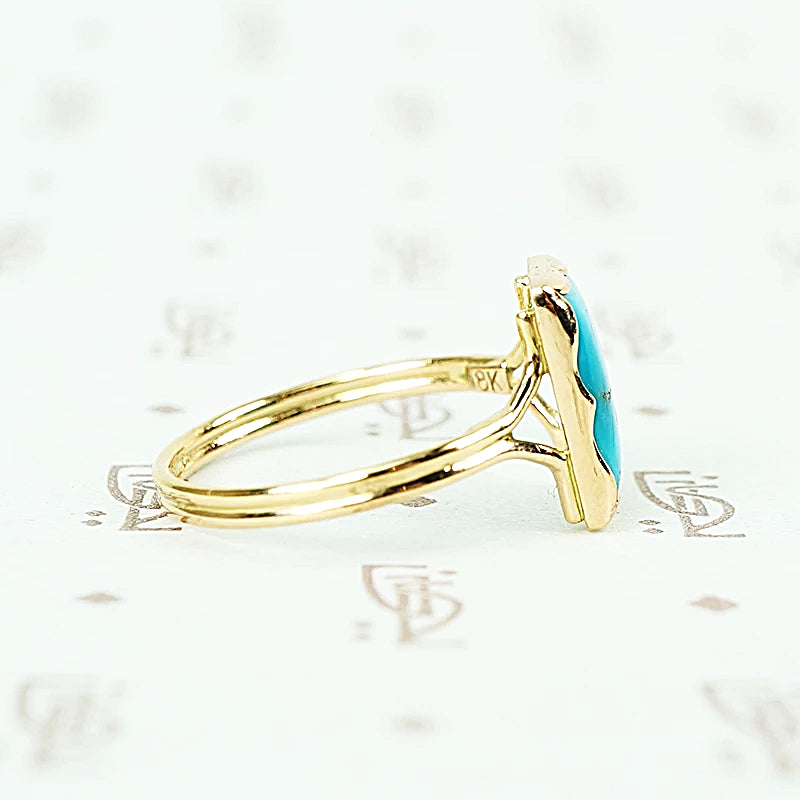 sleeping beauty turquoise in recycled 18k yellow gold hand crafted ring